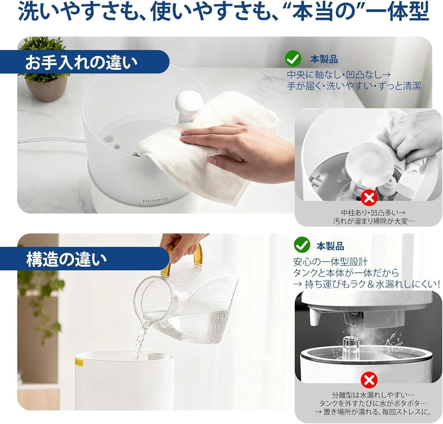 本音レビュー】Hommily 加湿器 大容量 3L【2025年最新 UV×マイナス