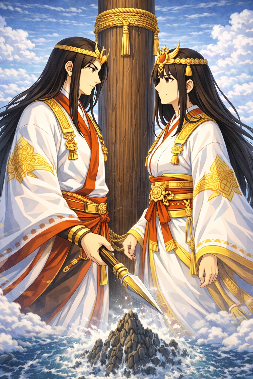 AIイラスト日本神話|2.イザナギとイザナミの国生み・神生み|ほぼ63世ヤマトタケル