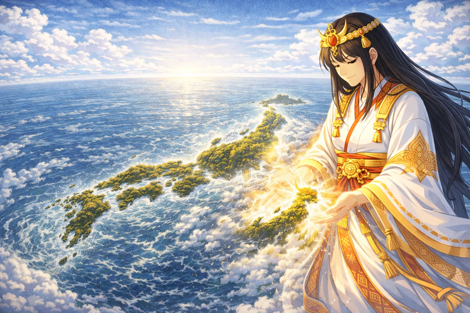AIイラスト日本神話｜2．イザナギとイザナミの国生み・神生み｜ほぼ63