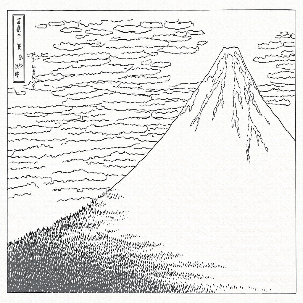 無料配布】北斎──赤富士という「一瞬」線画とイメージ画｜江戸文化と