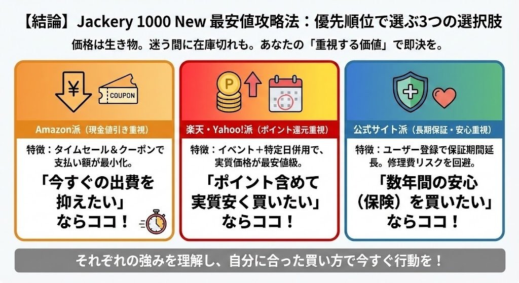 【早い者勝ち！】今週引き取り可能の方1000円お値引きします！！！ ジャクリ1000 Newの最安値はここ！安く買う方法と損しない「実質価格
