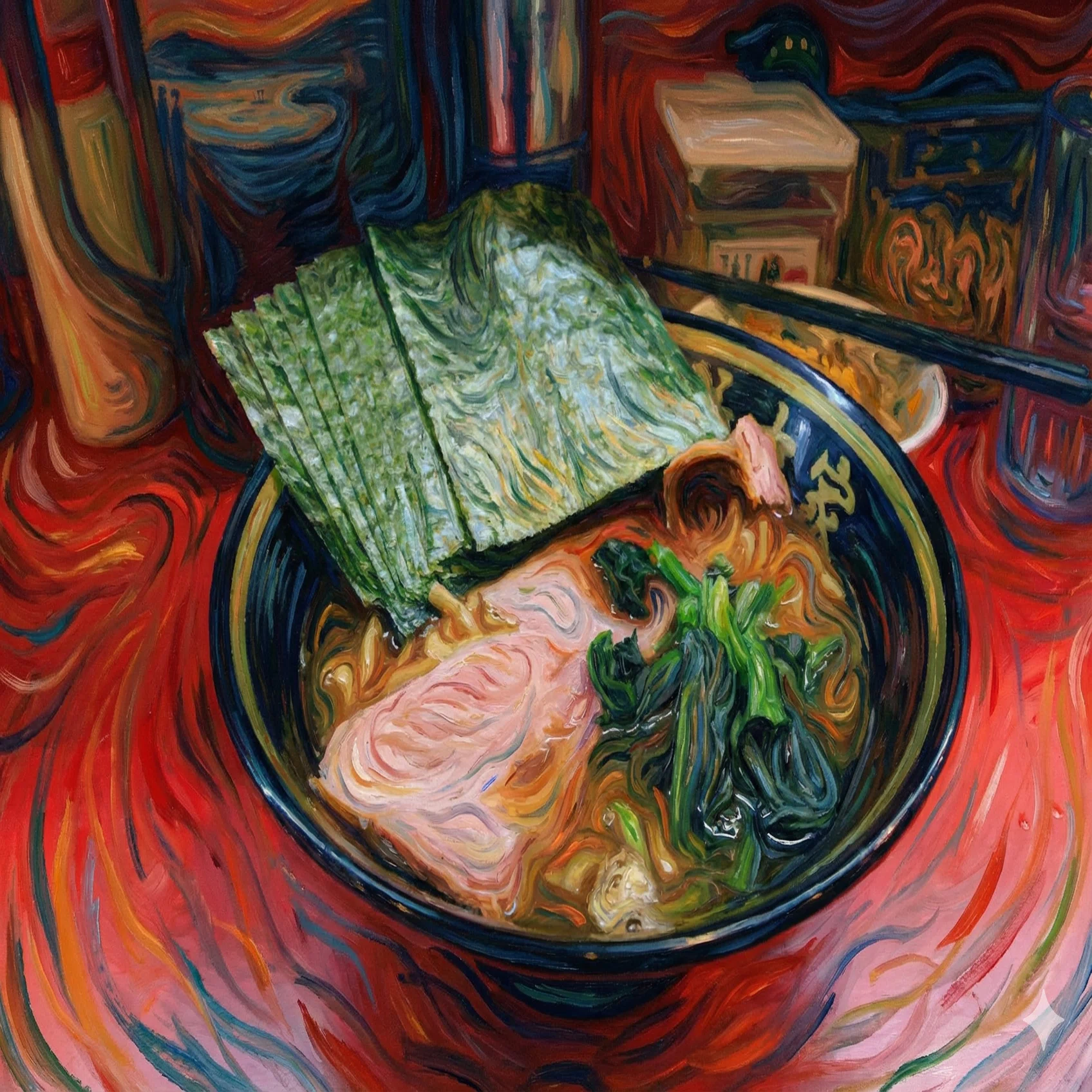 AI実験】巨匠に家系ラーメンを描かせた夜｜練馬鮫