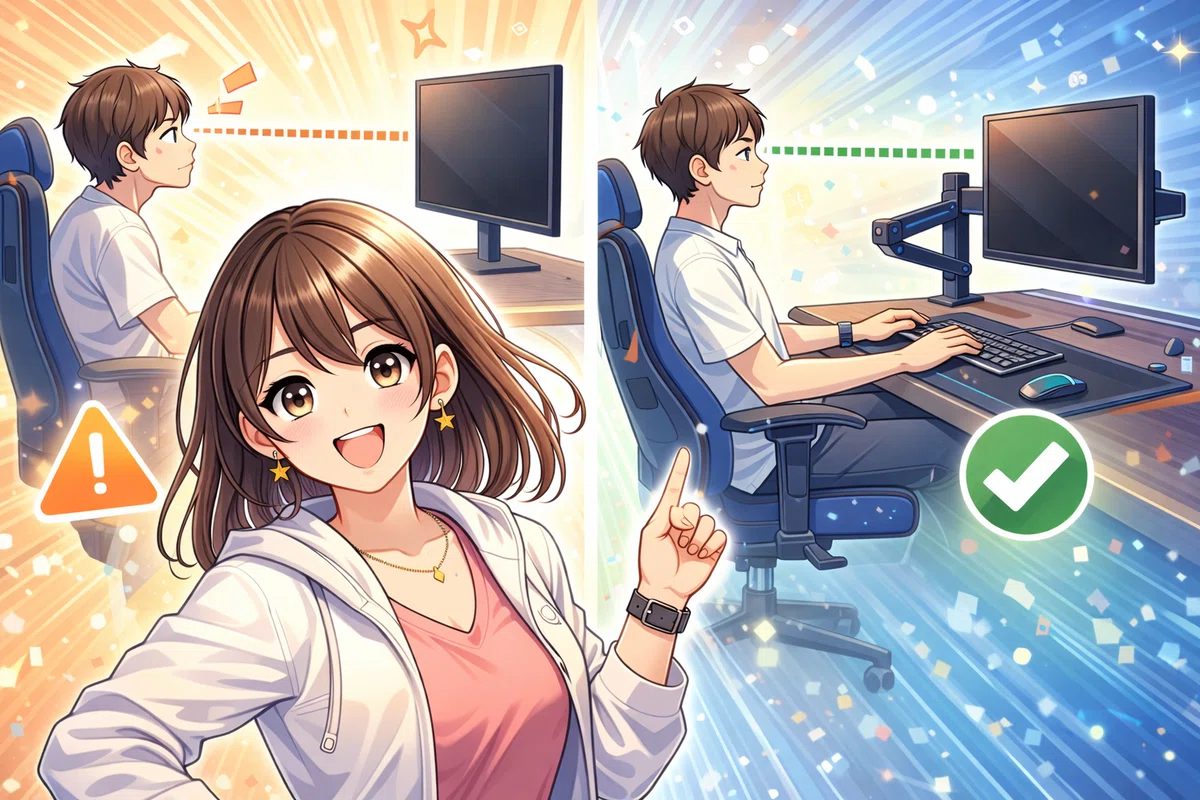 1) モニター周り（姿勢・視界が変わる）