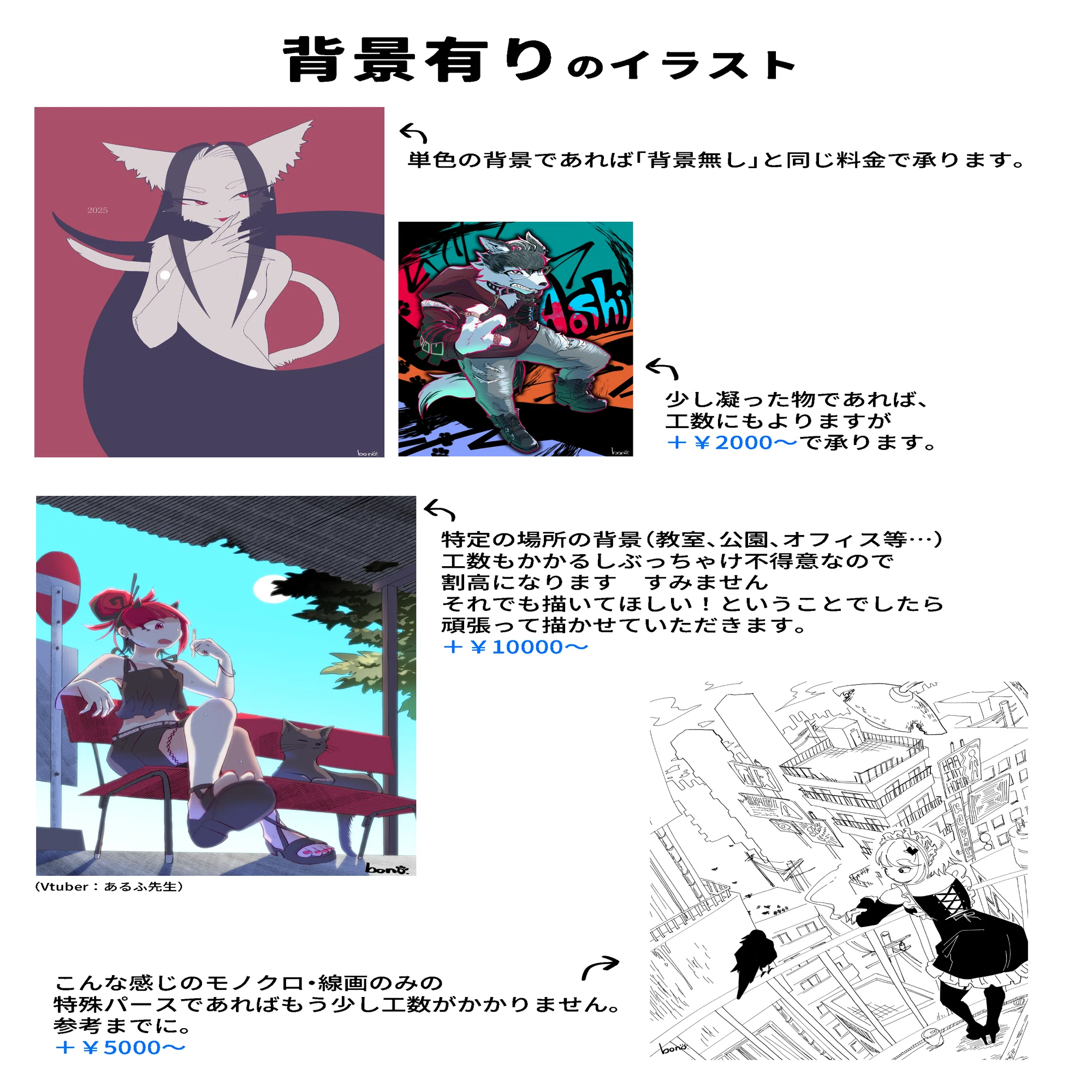イラスト等ご依頼料金表｜ぼの