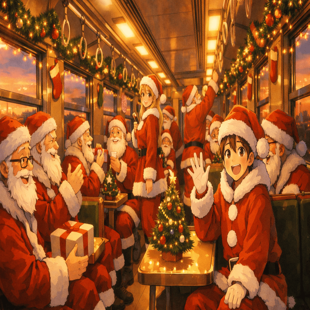 画像生成AI入門】#EX007 「クリスマス電車」サンタのみなさま