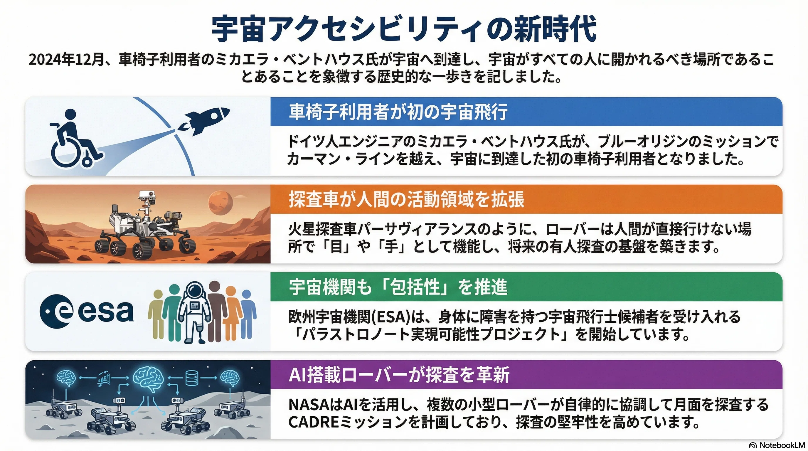 宇宙探査の新時代を切り開く車椅子宇宙飛行士の挑戦と、探査車が示す