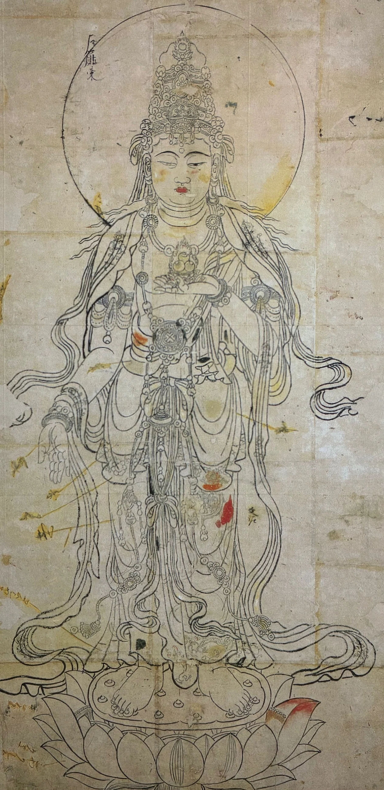 菩薩像　水墨画　仏画　日本画　美術品 線のみほとけ」 線描だけで美しい｜達磨の眼【本伝統文化を世界へ】