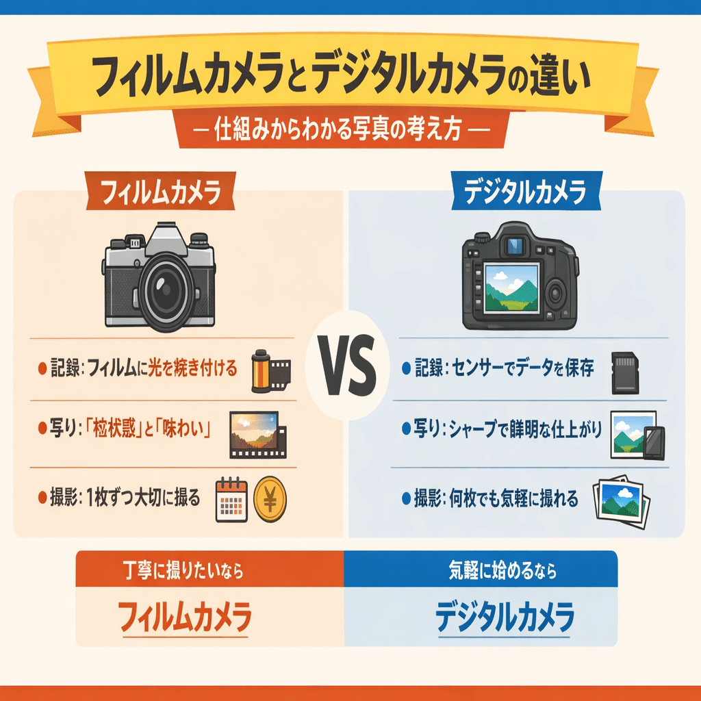 フィルムカメラとデジタルカメラの違い｜仕組みからわかる写真の考え方