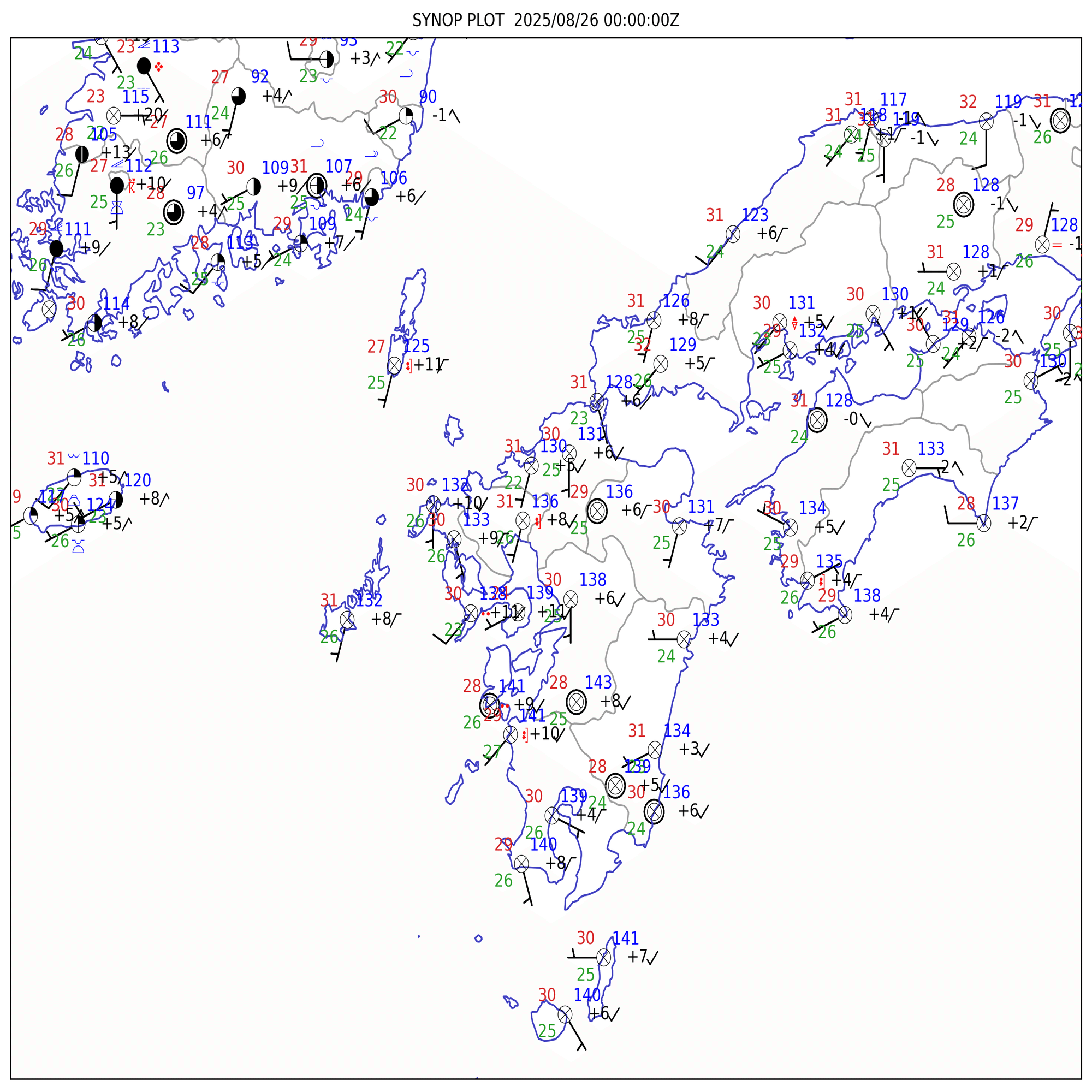 地上天気図解析とプロット図作成コード ２｜黒良 龍太