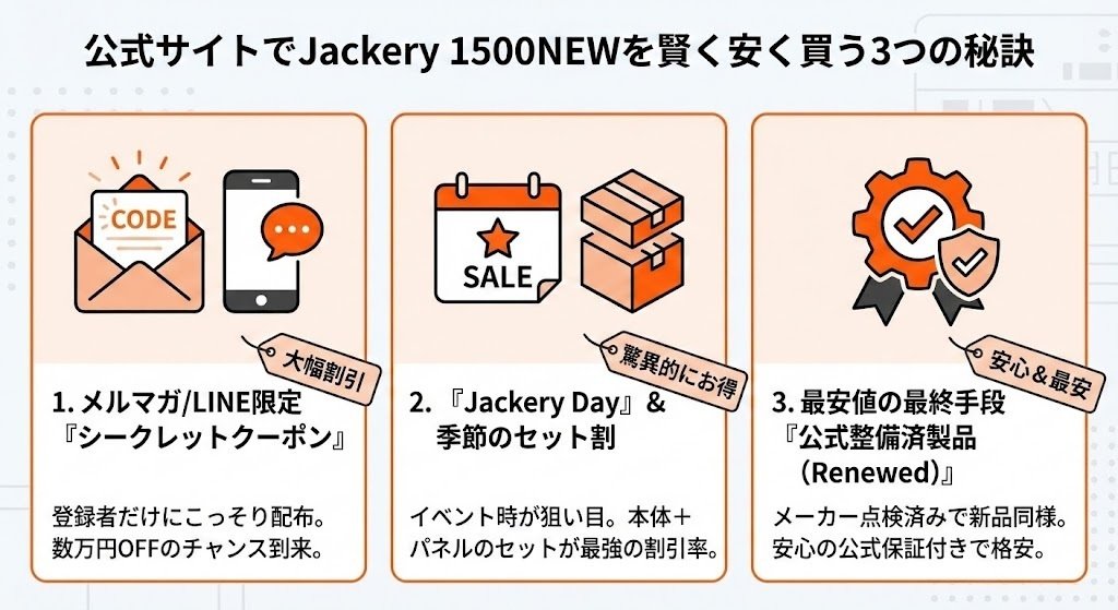 ジャクリ1500NEWの最安値は「公式」が正解？安く買う方法と100%損