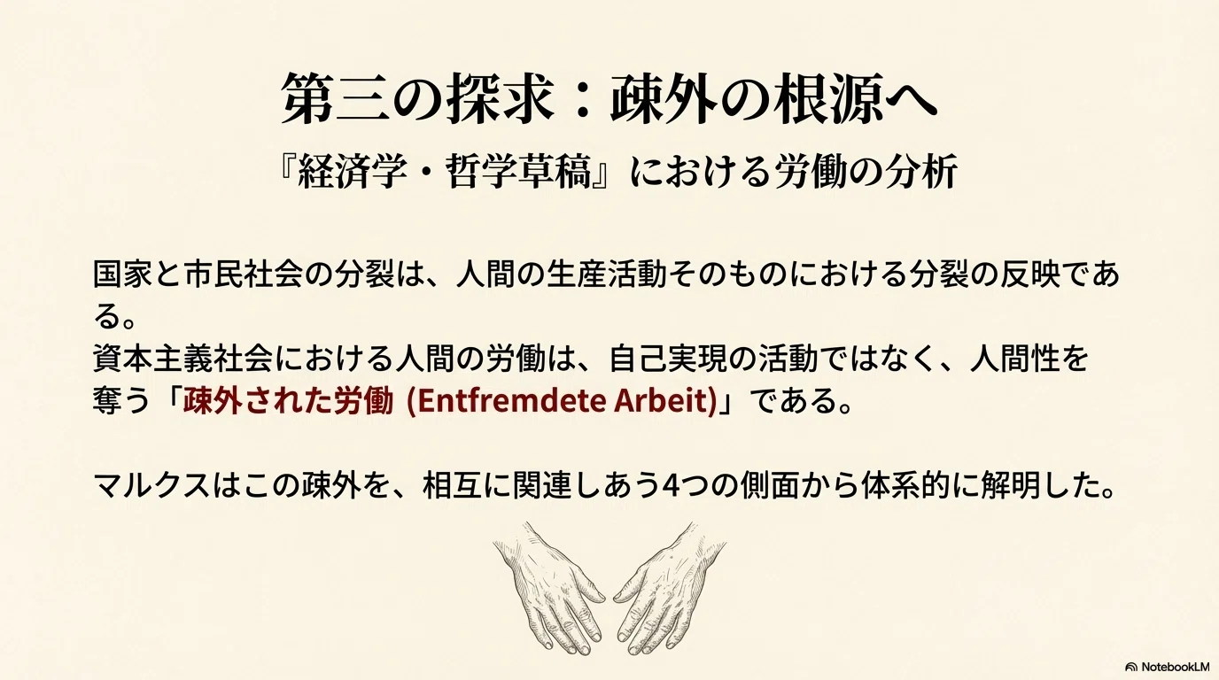 NotebookLM】若きマルクスの思想形成：ヘーゲル法哲学批判から疎外論へ