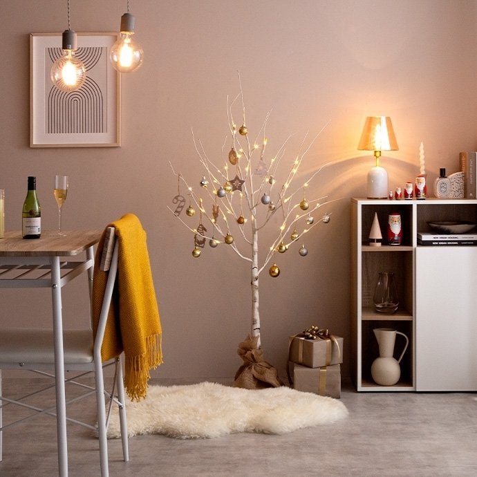 オーナメントセット】Schnee 高さ150cm 白樺風ツリー+オーナメント