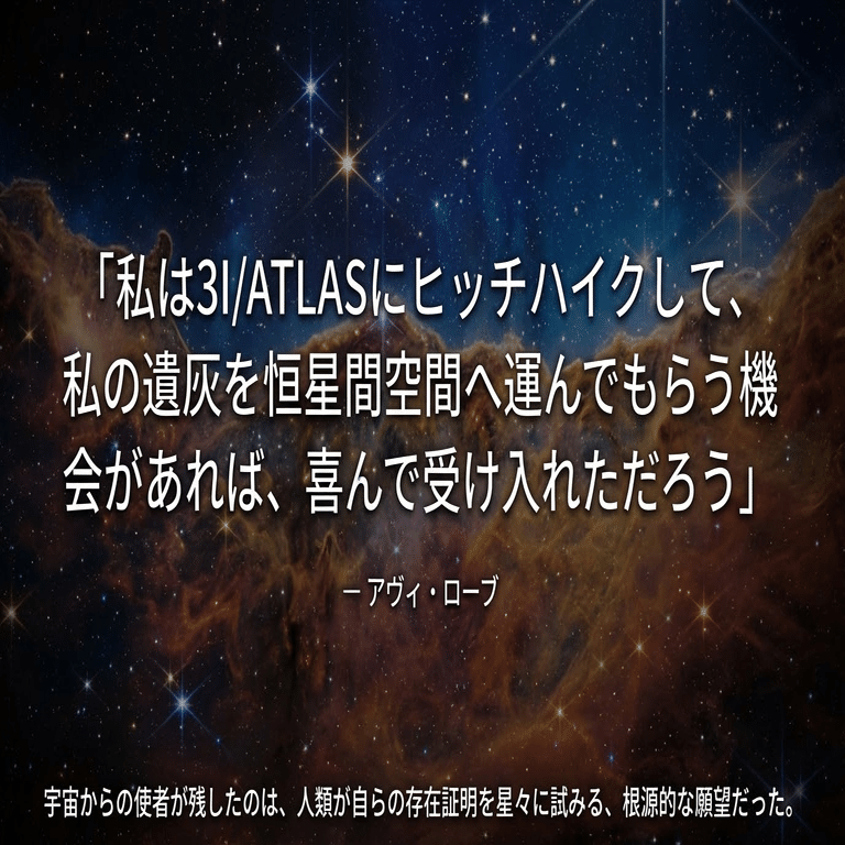 恒星間彗星3I/ATLAS──エイリアン説から「星へのヒッチハイク」へ
