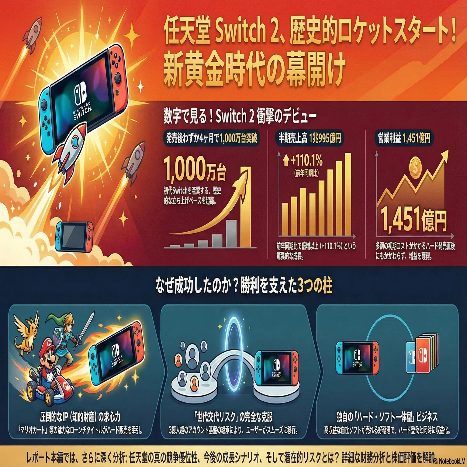 任天堂(7974)売上1兆円超の衝撃！Switch 2垂直立ち上げ成功で「魔の