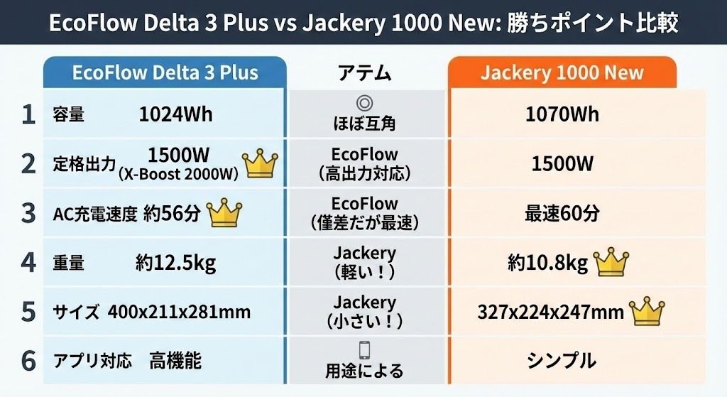 エコフロー デルタ3プラス vs ジャクリ1000NEW比較！5つの違いと後悔