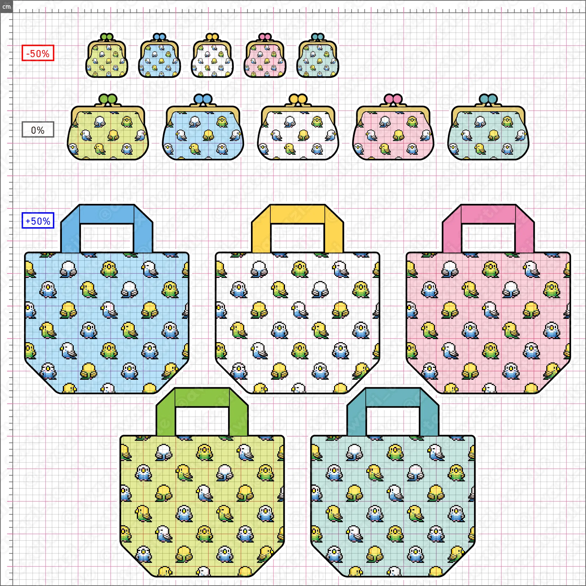 セキセイインコのドット絵｜あわじテキスタイル