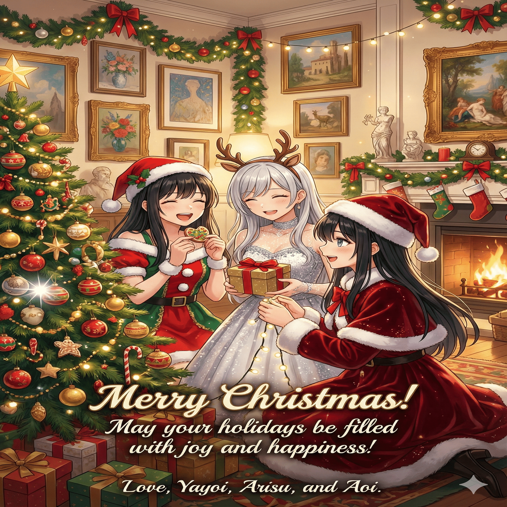 AIイラスト「Merry Christmas!」クリスマスカード｜ハクセキレイ