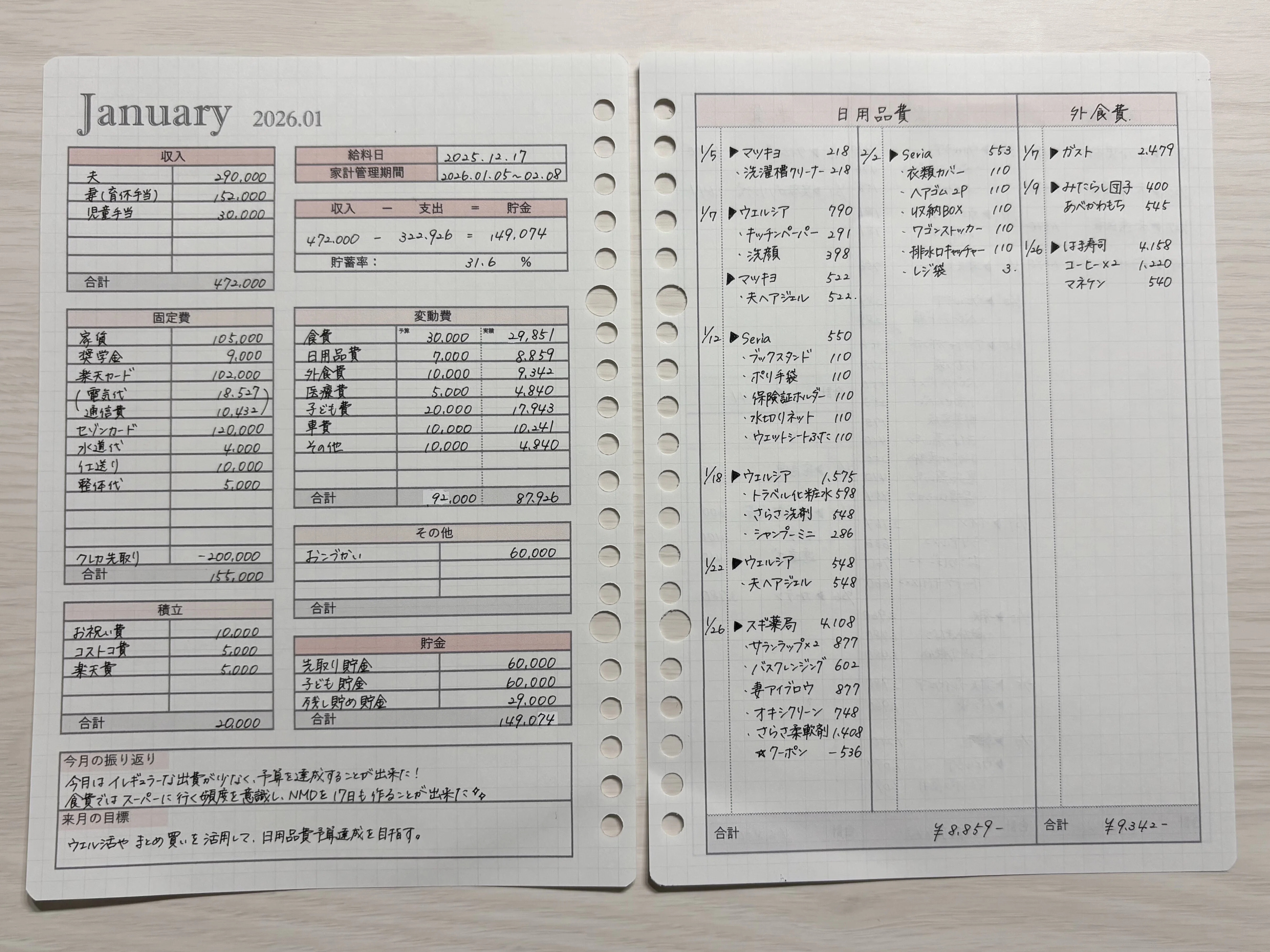 家計簿 フォーマット 2026年家計簿フォーマット｜mana
