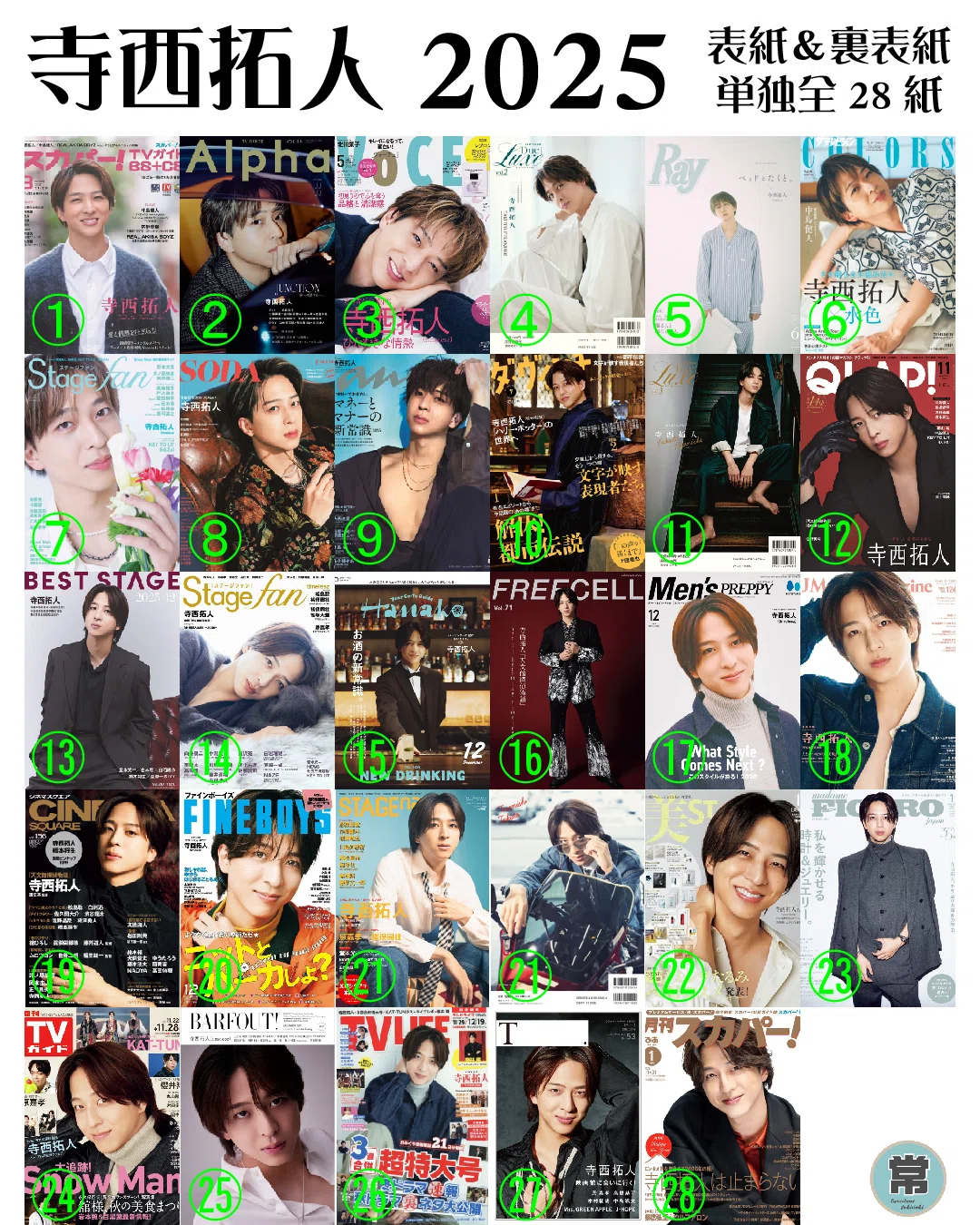 寺西拓人_2025年_単独表紙＆裏表紙まとめ一覧｜常々時々