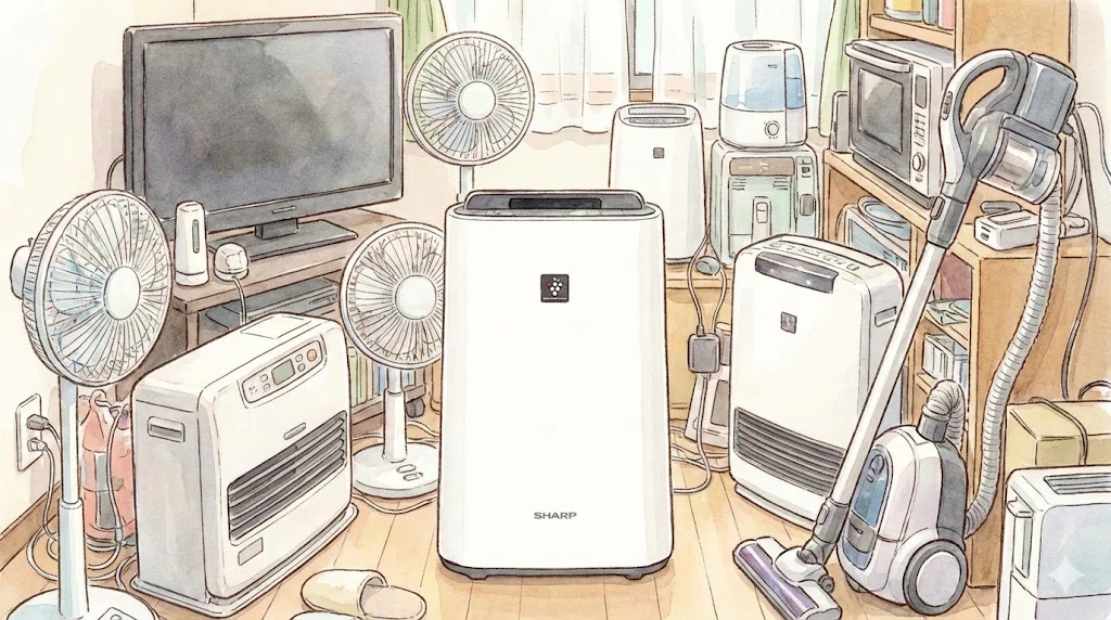 部屋が家電だらけで狭い。シャープの除加湿空気清浄機KI-RD50-Wを調べ