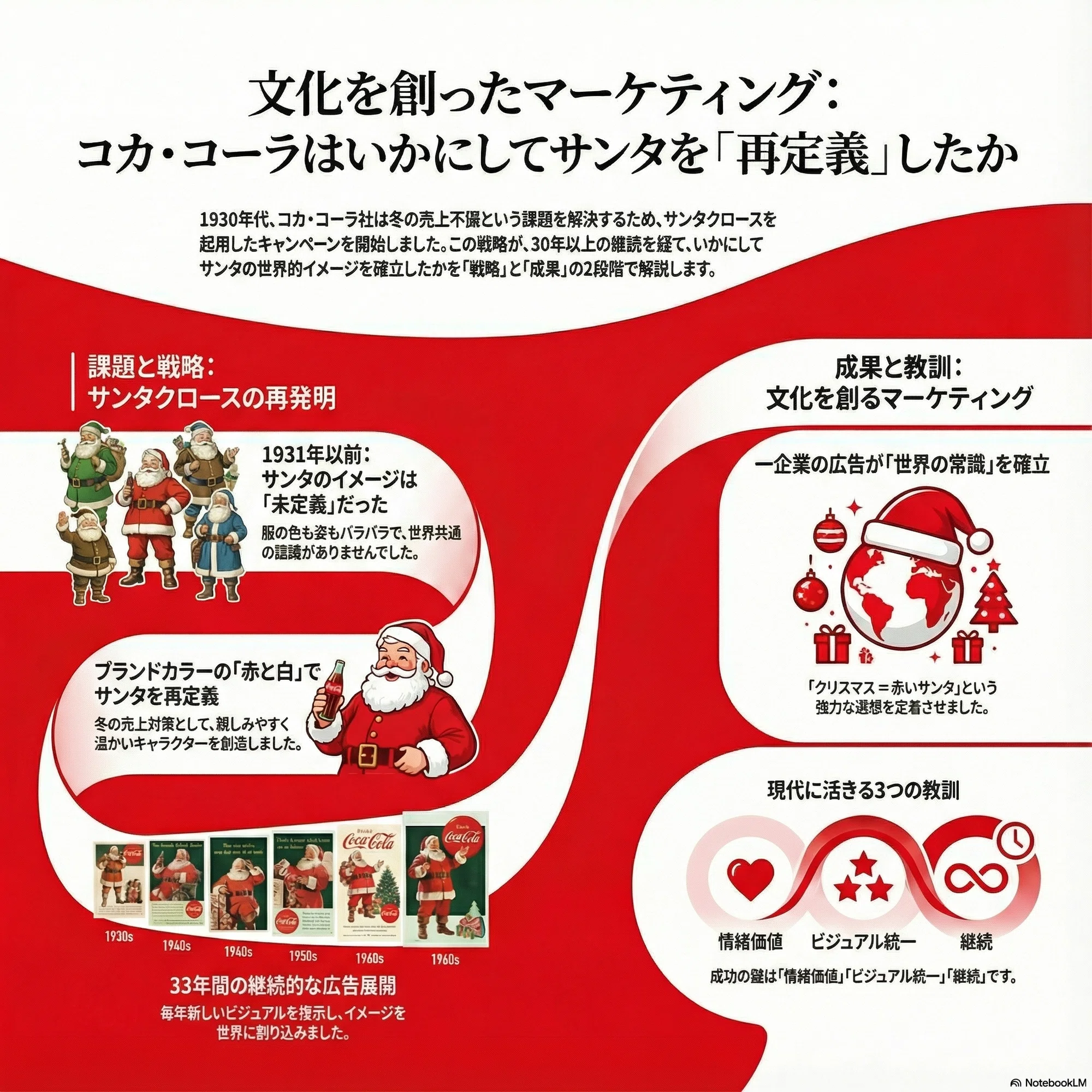 サンタの色を塗り替えたコカ・コーラ。30年で文化を創った戦略の真実
