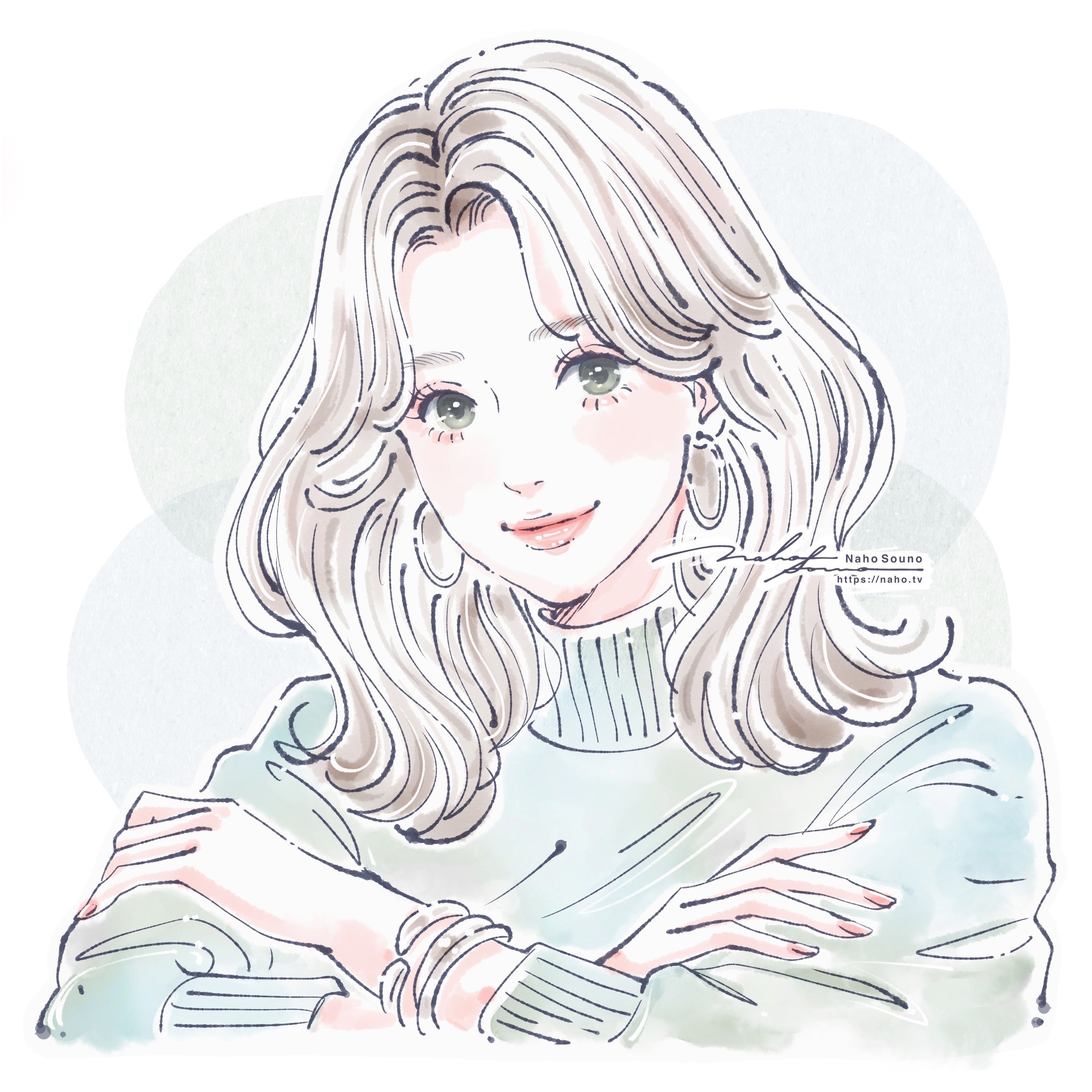 女の子・女性の水彩イラスト /. イラストレーター ソウノナホ