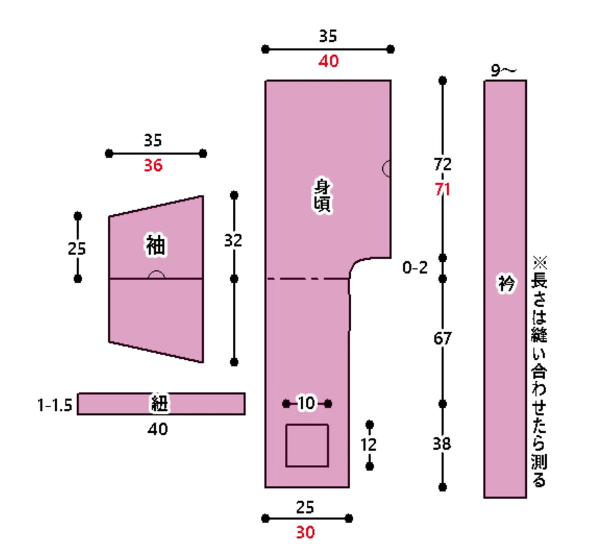 昔の型紙　裁方 洋裁】かこみ製図から型紙を作る M～LLサイズ以上の半纏（キルト地
