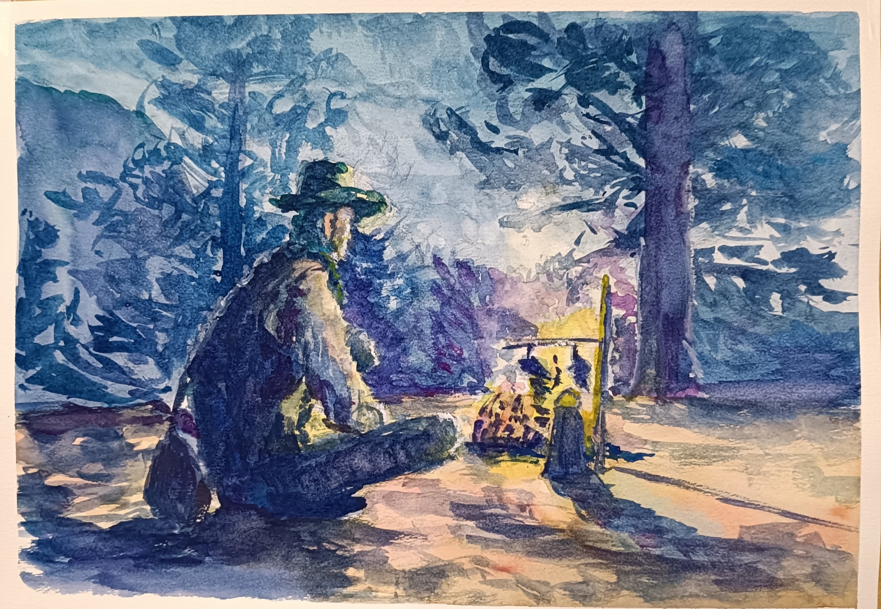 安息の焚き火」 水彩画制作ノート 第1話｜ew_art_room