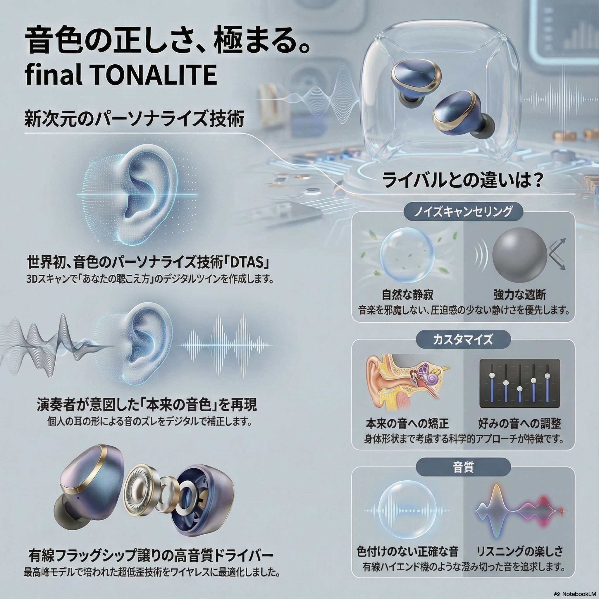 【超美品】 final TONALITE ワイヤレスイヤホン 世界初！音色を個人性適用する新フラッグシップワイヤレスイヤホン
