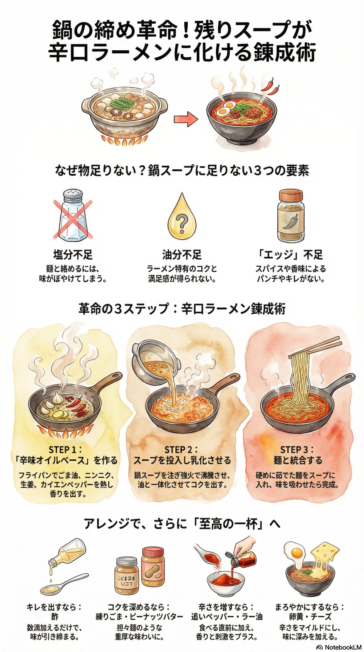 鍋の締めに革命を起こせ！残ったスープが「至高の辛口ラーメン」に