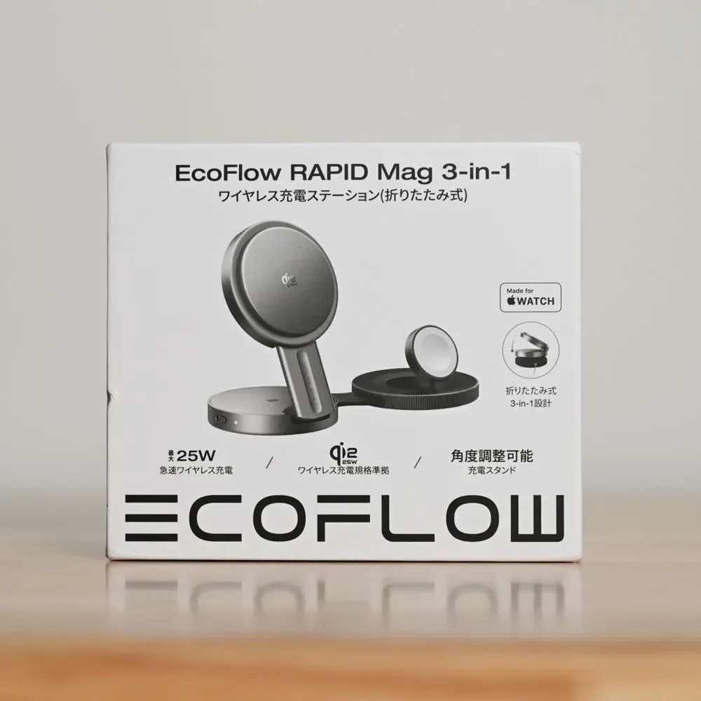 Qi2.2 EcoFlow RAPID Mag 3-in-1 ワイヤレス充電ステーションを