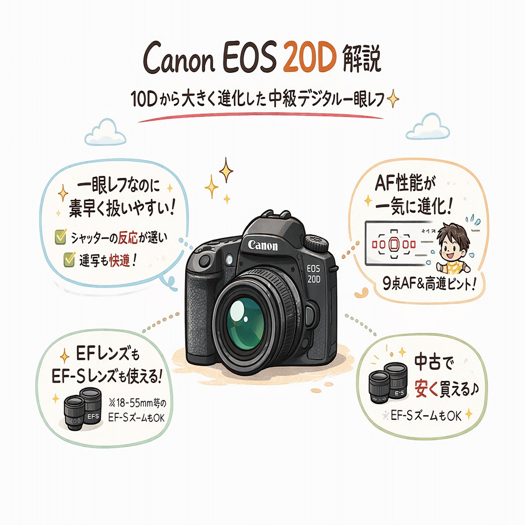 キヤノンEOS20D解説｜デジタル一眼レフ進化期を象徴する名機