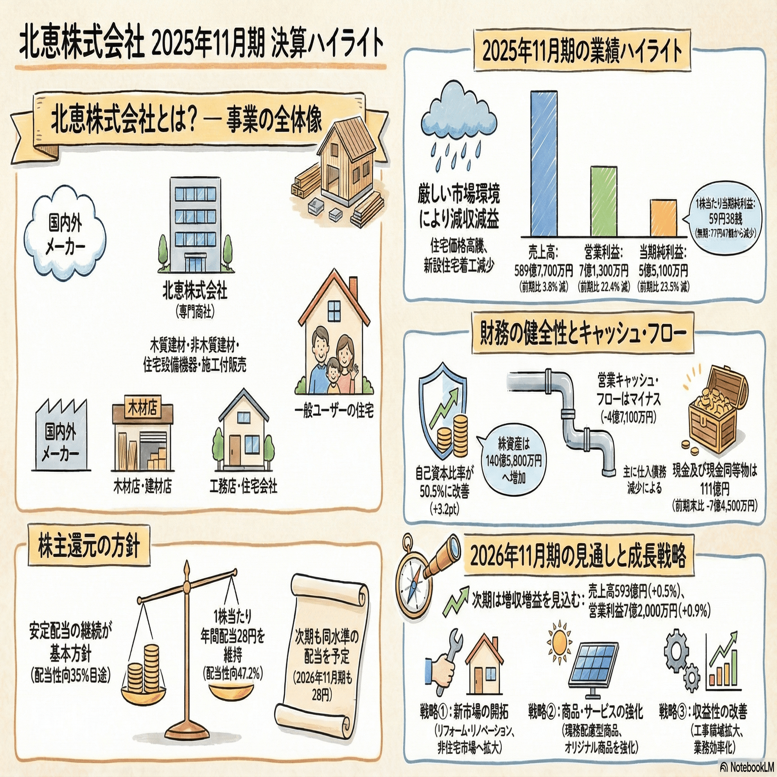 20251226_住宅資材商社北恵_減益なのに財務は健全化？の決算書から