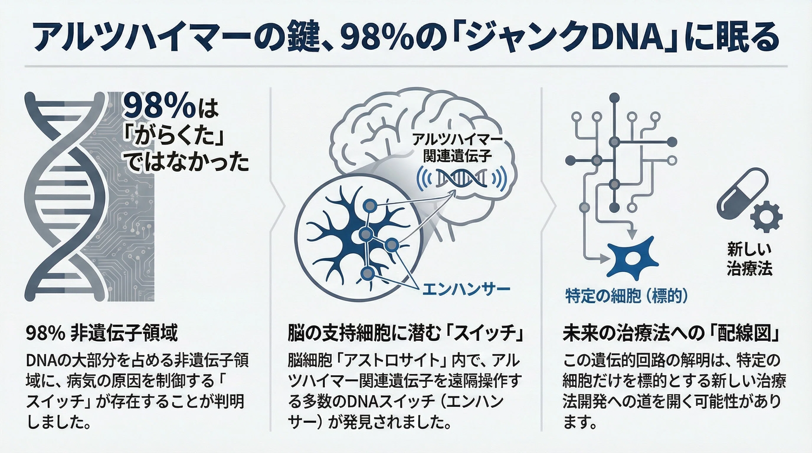 DNAの98%を占める「ジャンク」に、アルツハイマーの鍵が眠っていた