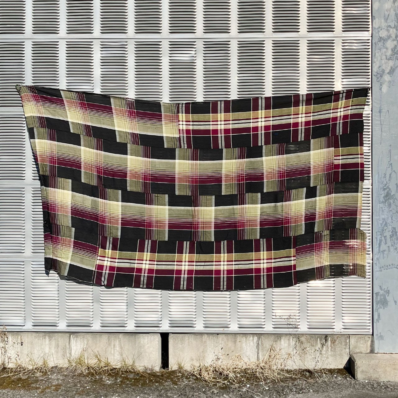 昭和レトロ 古布 布団皮 格子柄（チェック）昔もんぺ ゆったり 昭和レトロ 古布 布団皮 格子柄（チェック）昔もんぺ ゆったり