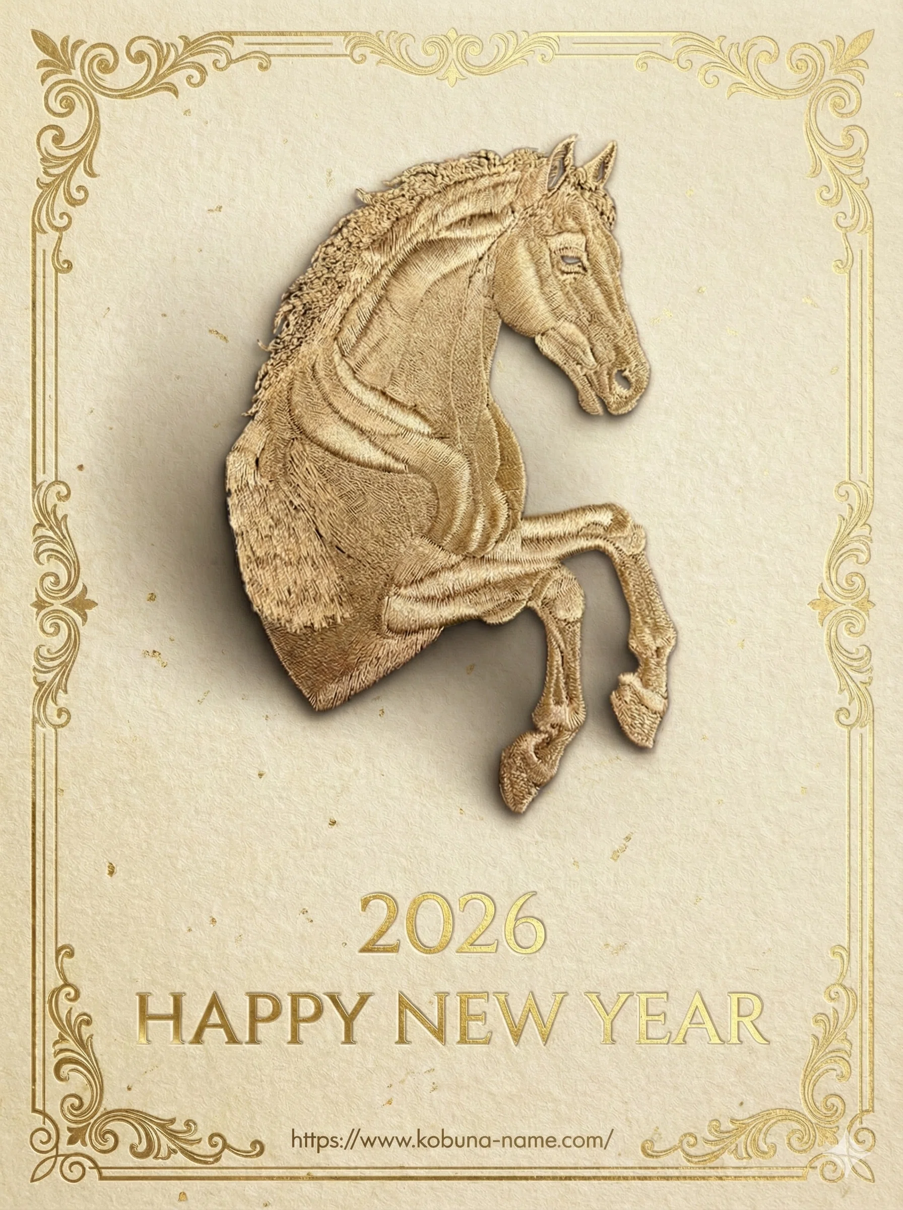 謹賀新年】2026年の干支「午」を刺繍で表現。新年を飾る、光と影で