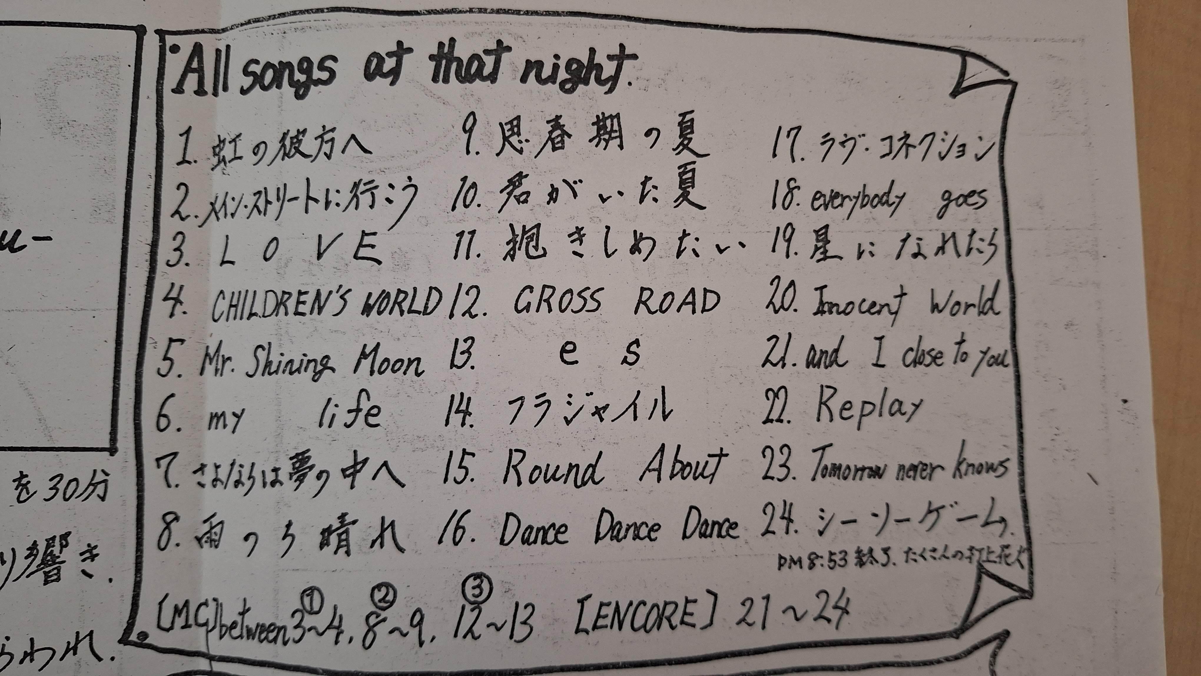 Mr.Children 約30年前のセットリスト｜PACKY