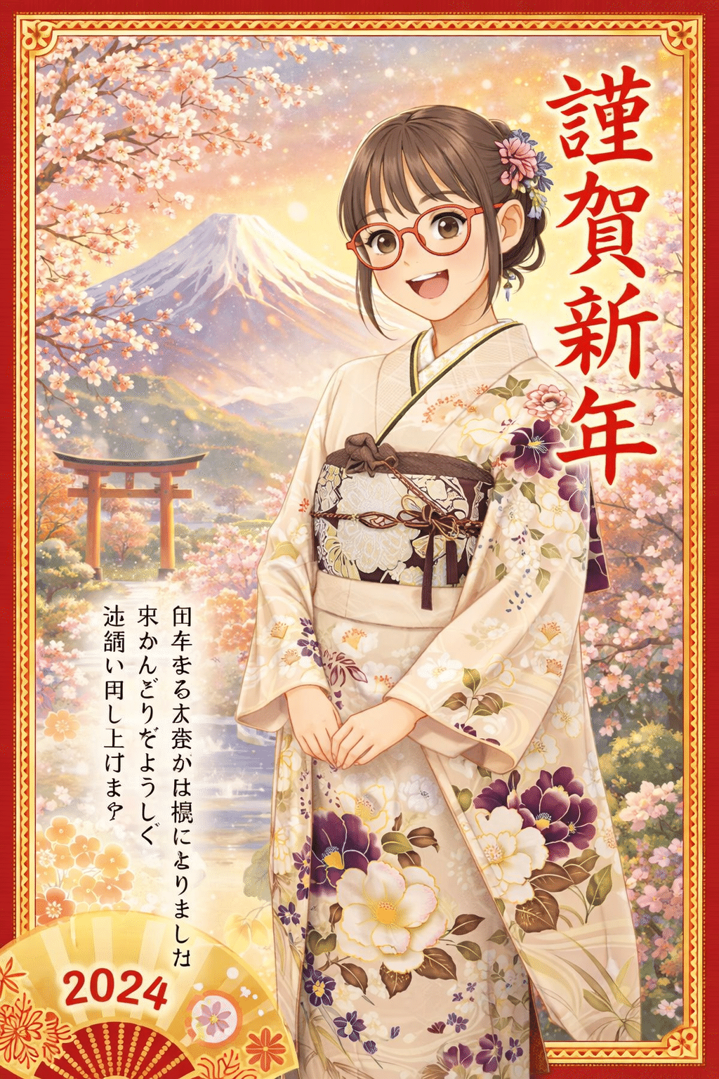 年始のご挨拶～AIでオリジナルキャラを着物にお着換えさせた話