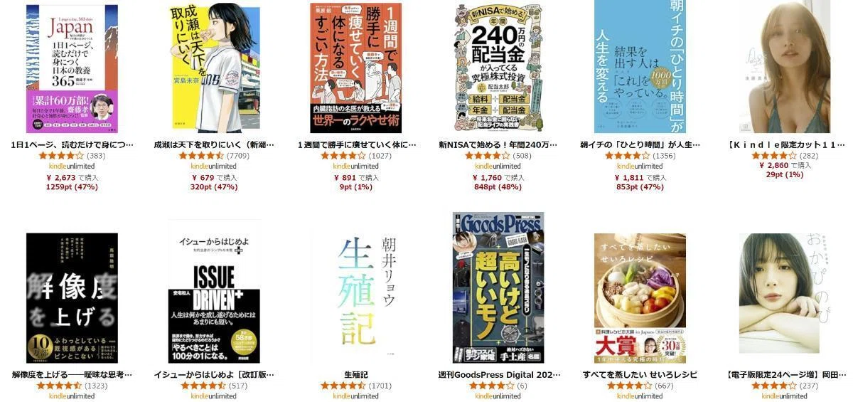 Kindle Unlimitedで読める本・読めない本