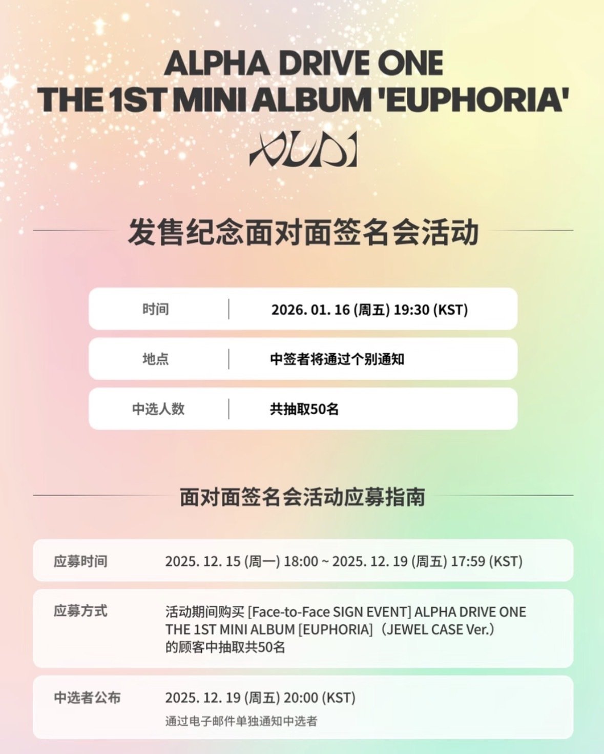 ALPHA DRIVE ONE ALD1 対面サイン会 260116 当選ボーダー｜Kpop サイン