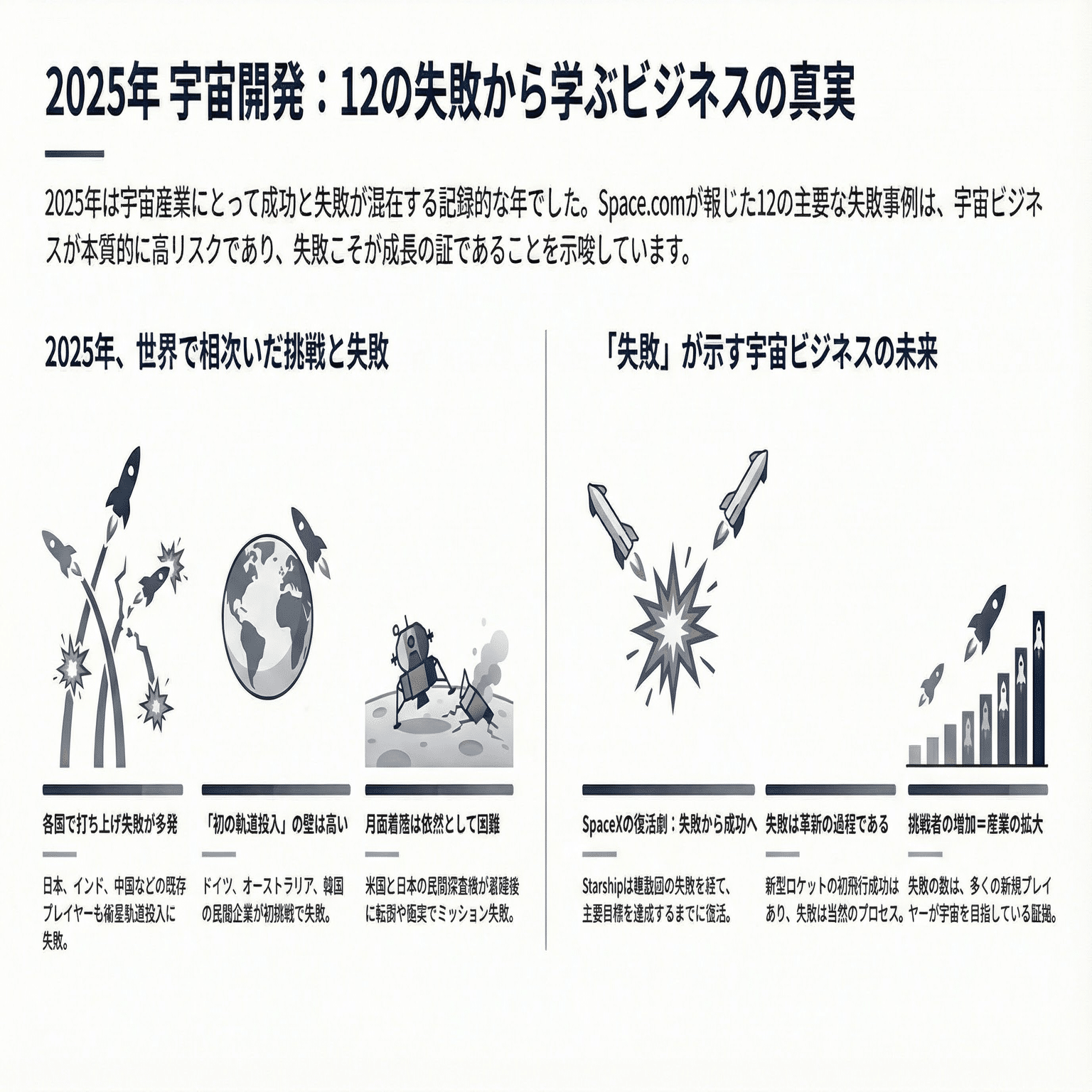 宇宙くん、はしる　除籍 2025年の宇宙開発、12の失敗から学ぶビジネスの真実｜宇宙ビジネス