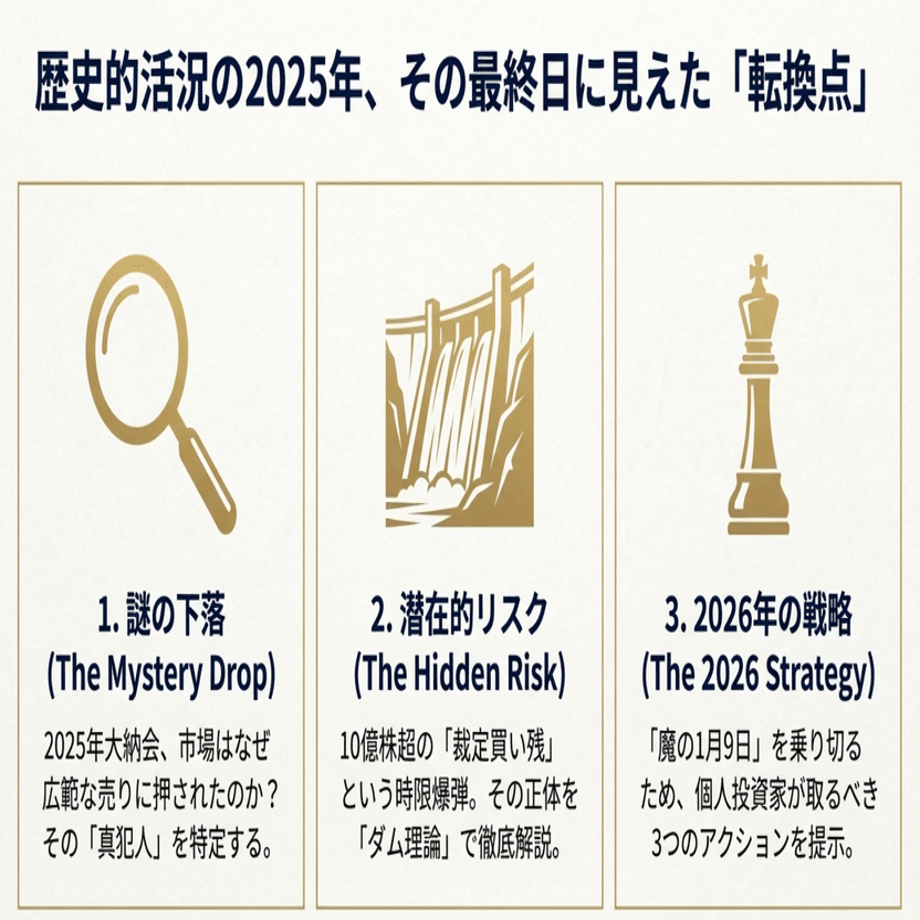 2025年12月30日】本日の株式市場：「大納会 2025年黄金の到達点と年明けに迫るもの」｜Desk Research Design