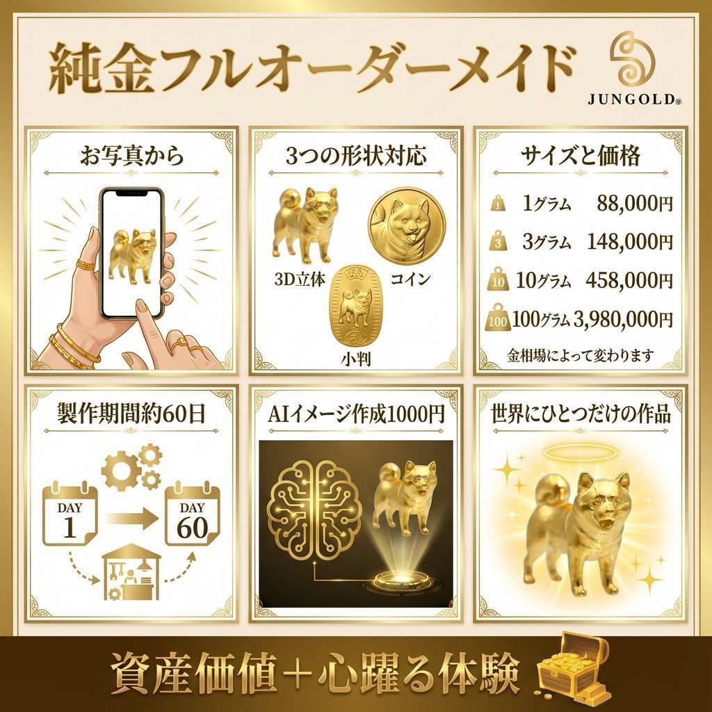 JUNGOLD 純金フルオーダーメイドサービス。世界にひとつだけの「純金