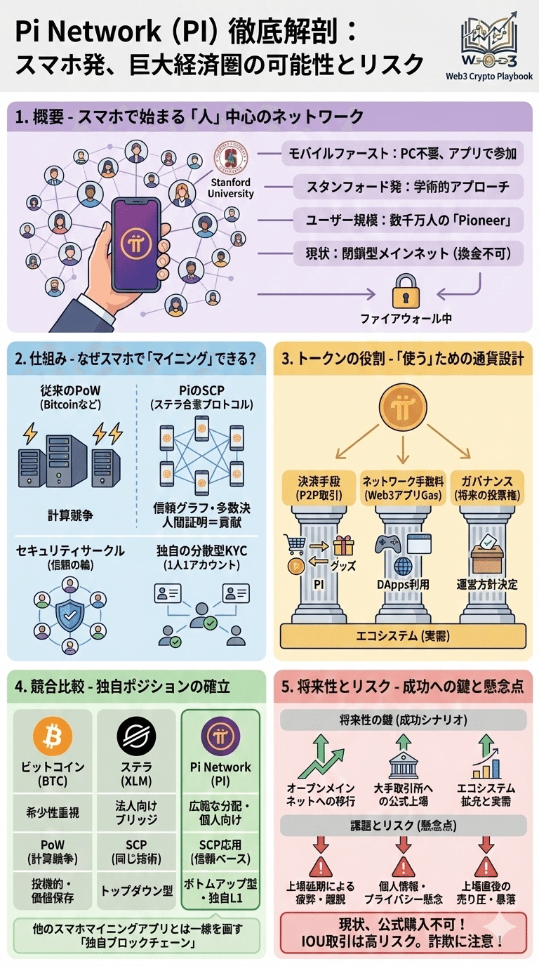 暗号資産パイネットワーク(PI)とは？スマホマイニングの将来性と上場時期を徹底解説｜Web3 Crypto Playbook