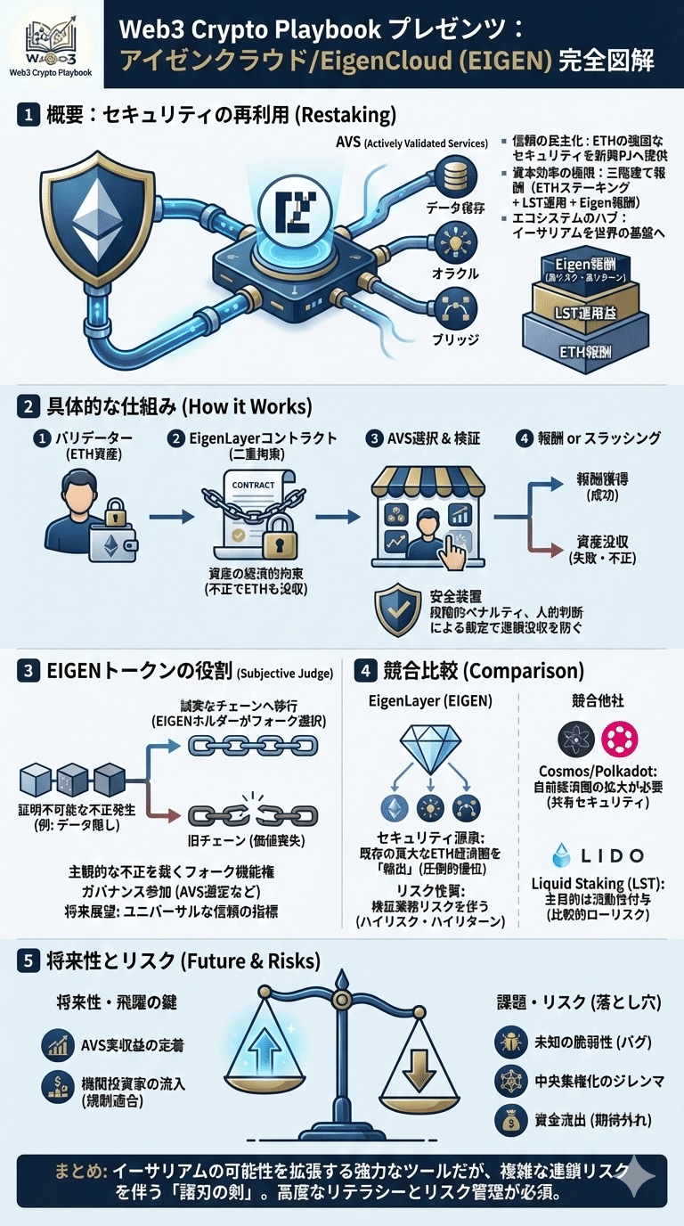 暗号資産アイゼンクラウド/EigenCloud(EIGEN)とは？仕組みや将来性を徹底解説｜Web3 Crypto Playbook