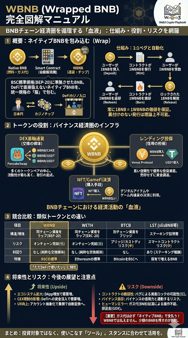 暗号資産ラップドBNB(WBNB)とは？BNBとの違いや変換方法、なぜ必要かを徹底解説｜Web3 Crypto Playbook