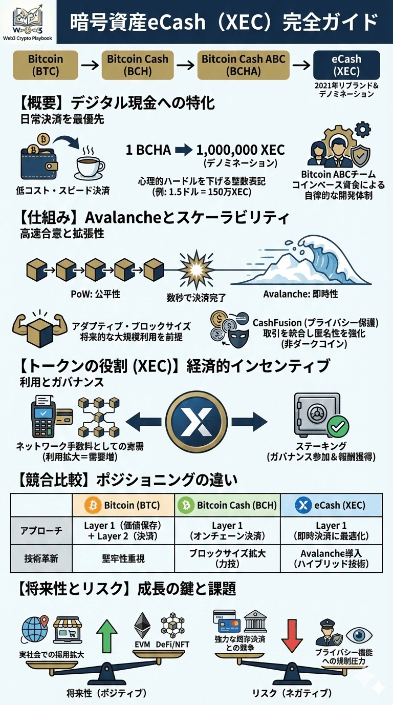 暗号資産eCash(XEC)とは？将来性や仕組み・買い方を解説｜Web3 Crypto Playbook