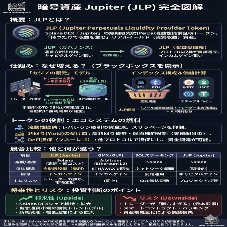 暗号資産Jupiter(JLP)とは？利回りの仕組みと将来性を徹底解説｜Web3 Crypto Playbook