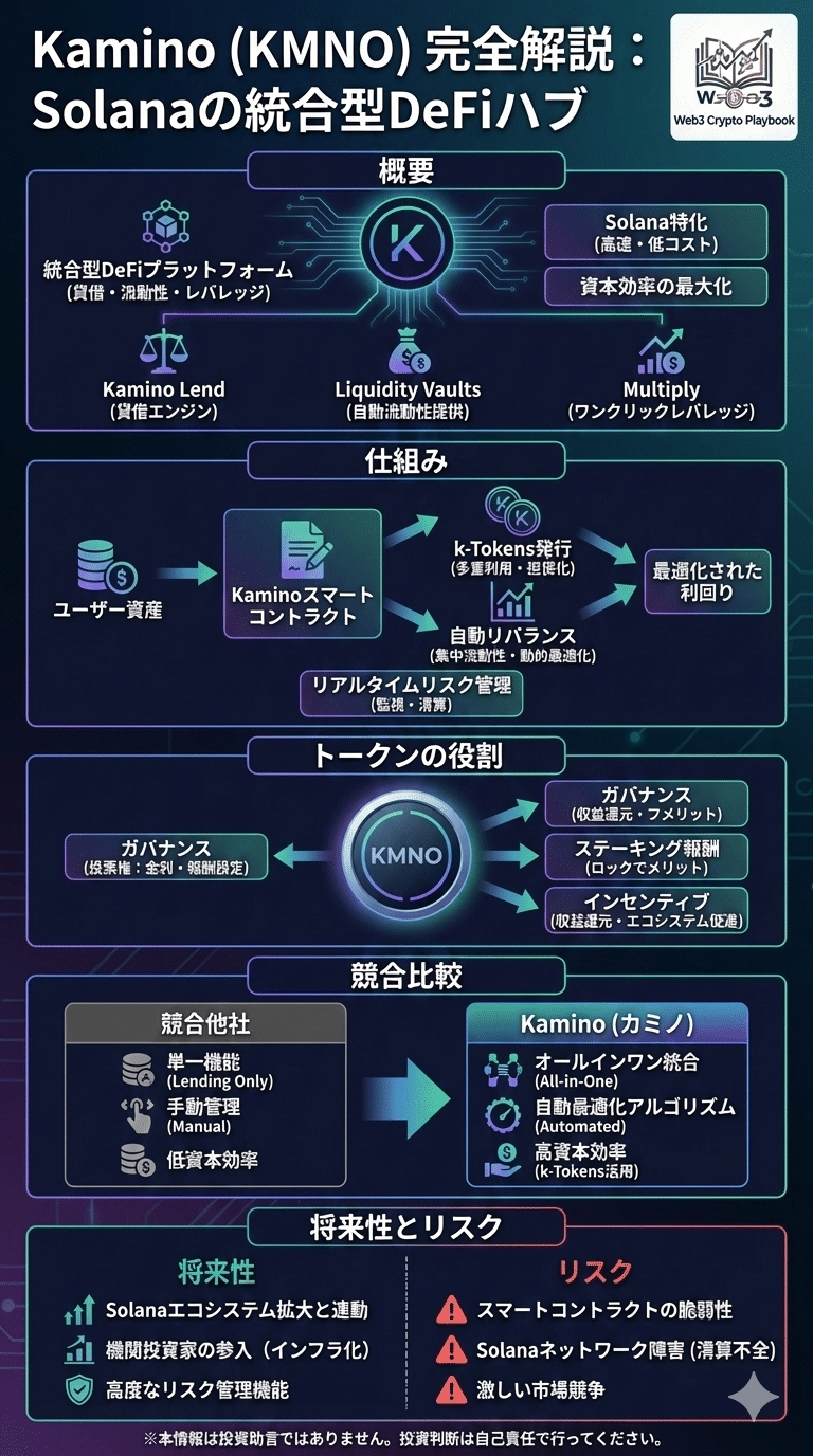 暗号資産Kamino(KMNO)とは？将来性は？ソラナ経済圏を支える次世代金融プロトコルの全貌｜Web3 Crypto Playbook