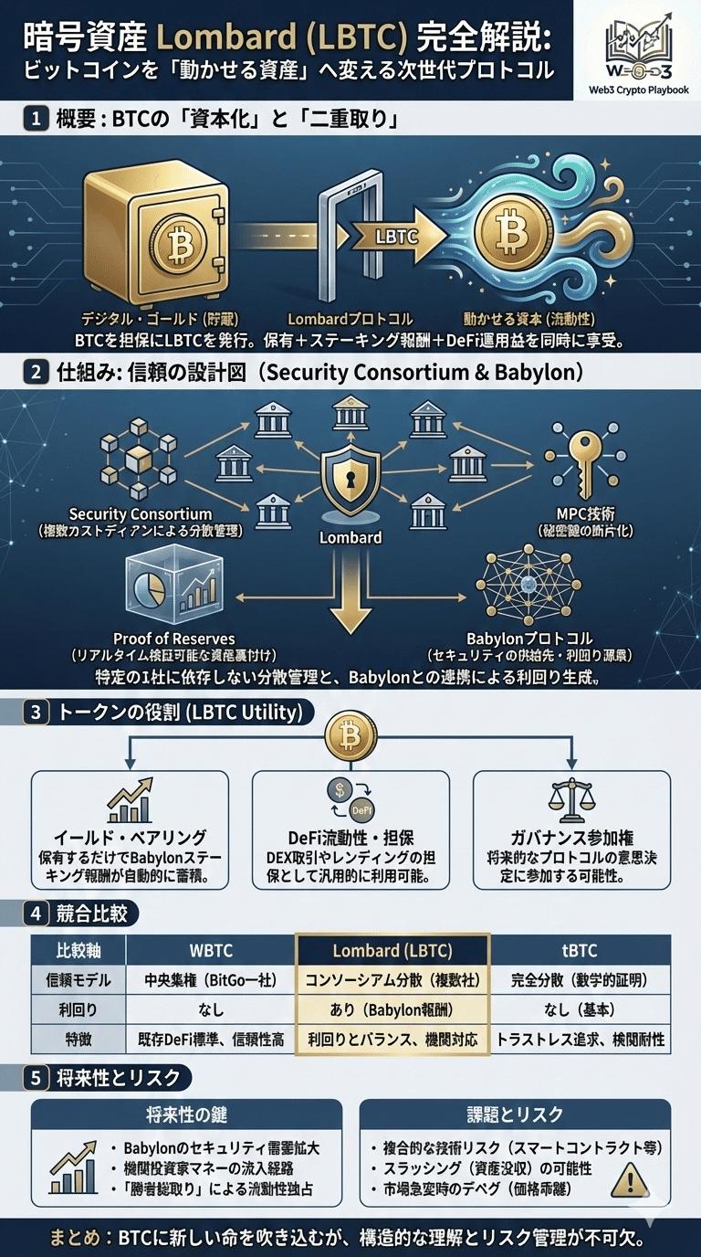 暗号資産Lombard Staked BTC(LBTC)とは？将来性や仕組み、wBTCとの違いを徹底解説｜Web3 Crypto Playbook